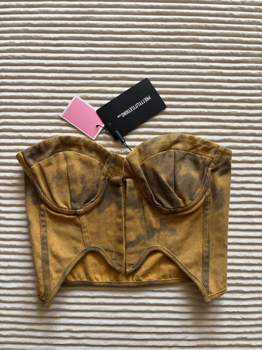 PrettyLittleThing Camel Washed Cargo Corset Top Size 0